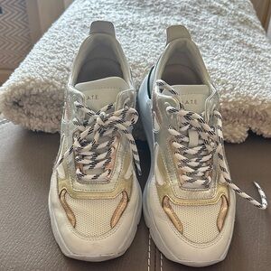 Chic White and Gold Women's Sneakers